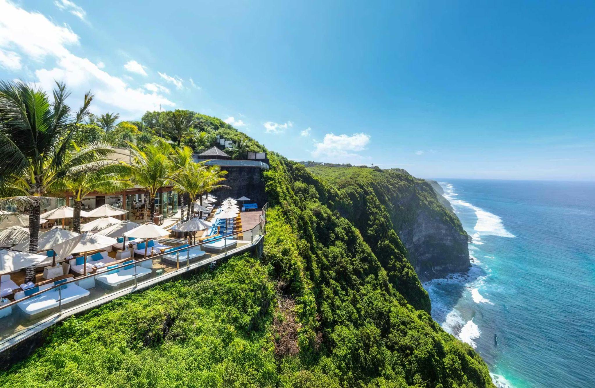 Uluwatu Bali cliff ocean view at sunset